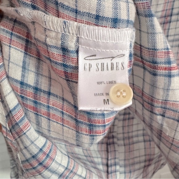 CP SHADES Men’s Linen Double Gauze Button Down Plaid Shirt Size Medium - Picture 6 of 7